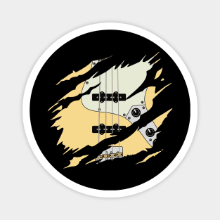 Ripped Bass Guitar J-Style Buttercream Color Magnet